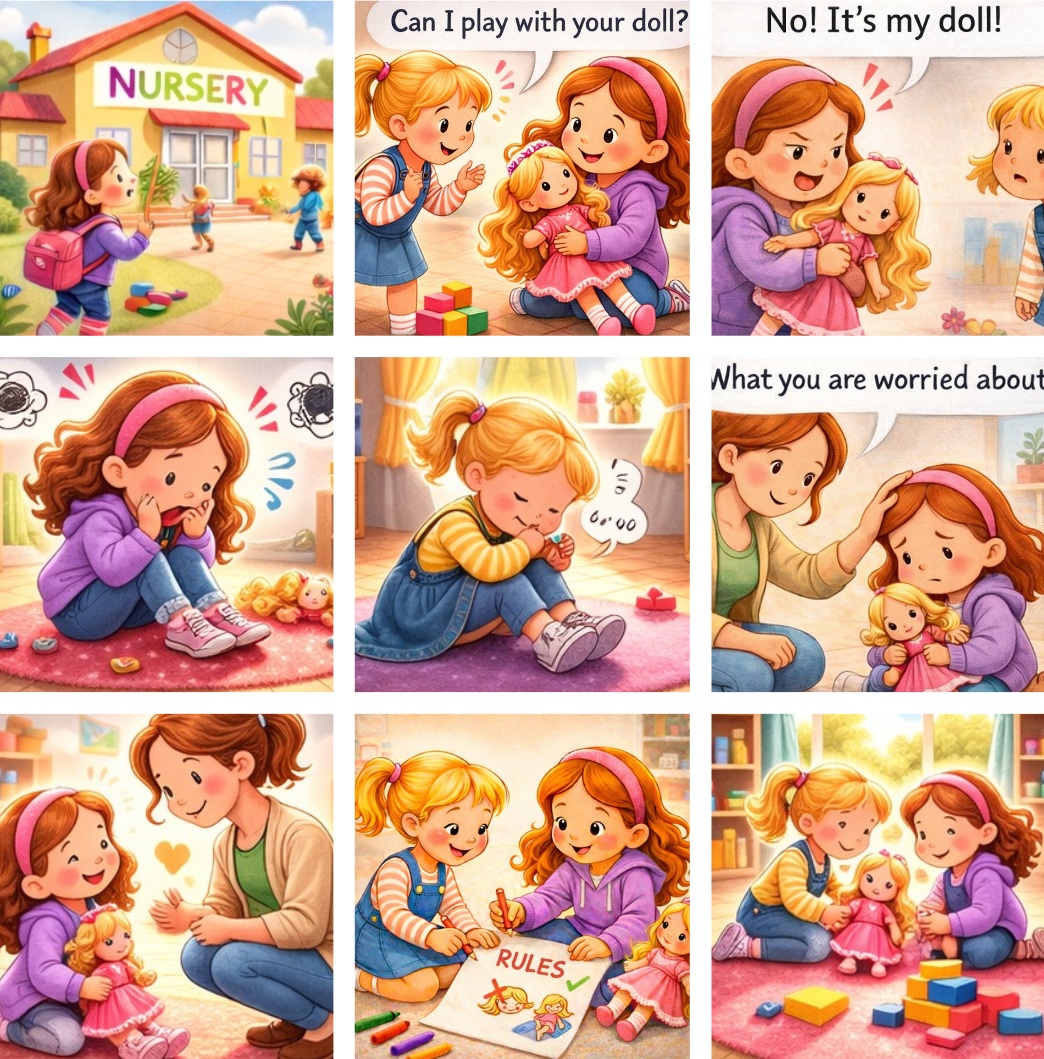 little girl learning about sharing