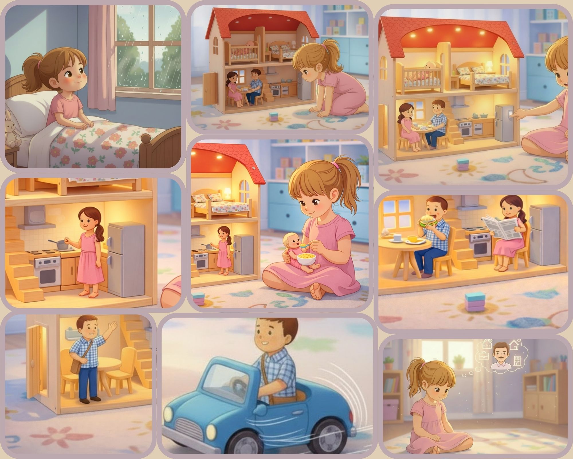 girl and her dollhouse