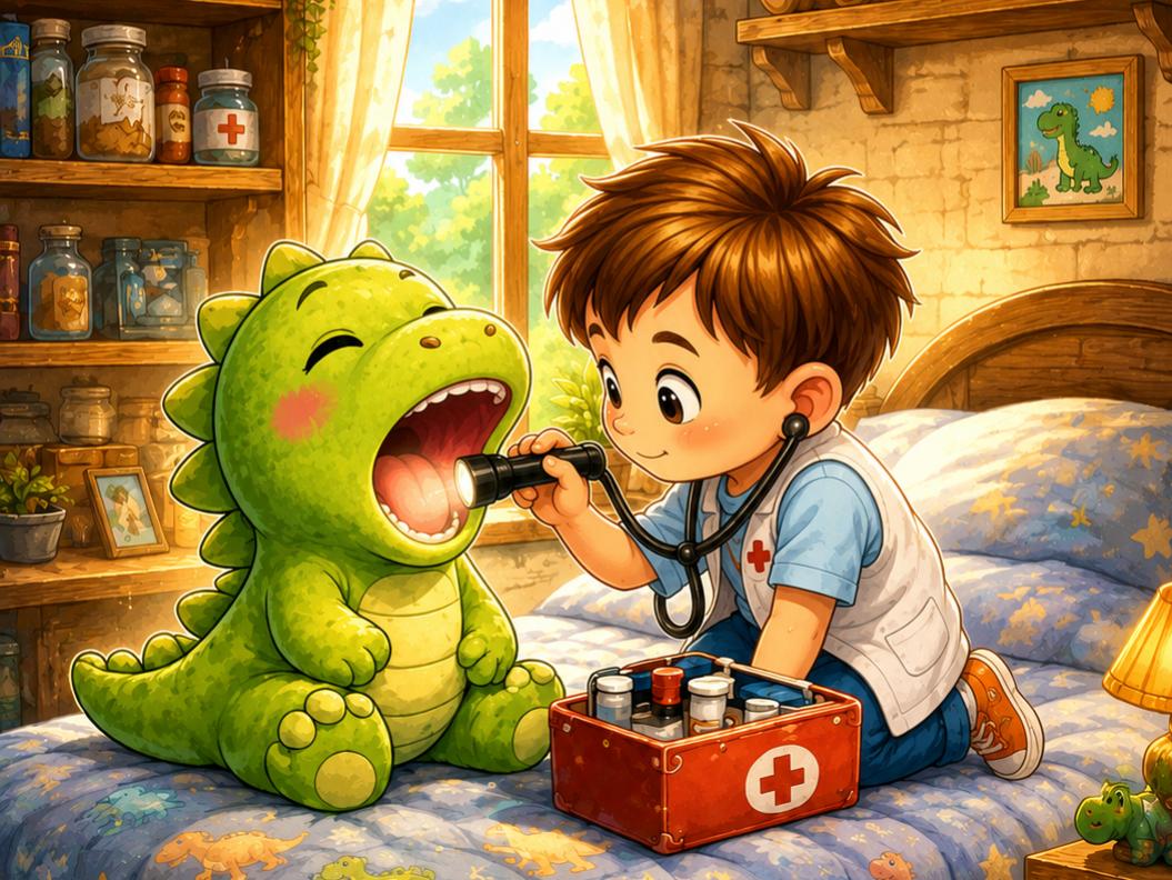 Bajka o chłopczyku i dinozaurze z chrypką 🦖🩺